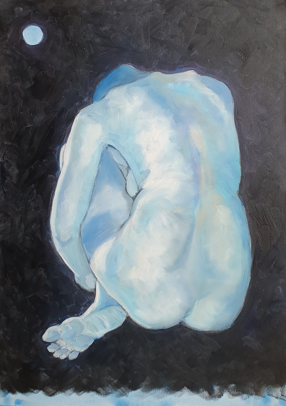 Blue moon, Cristina Meotto, Oil on Canvas, 27.6×19.7, $1.500.