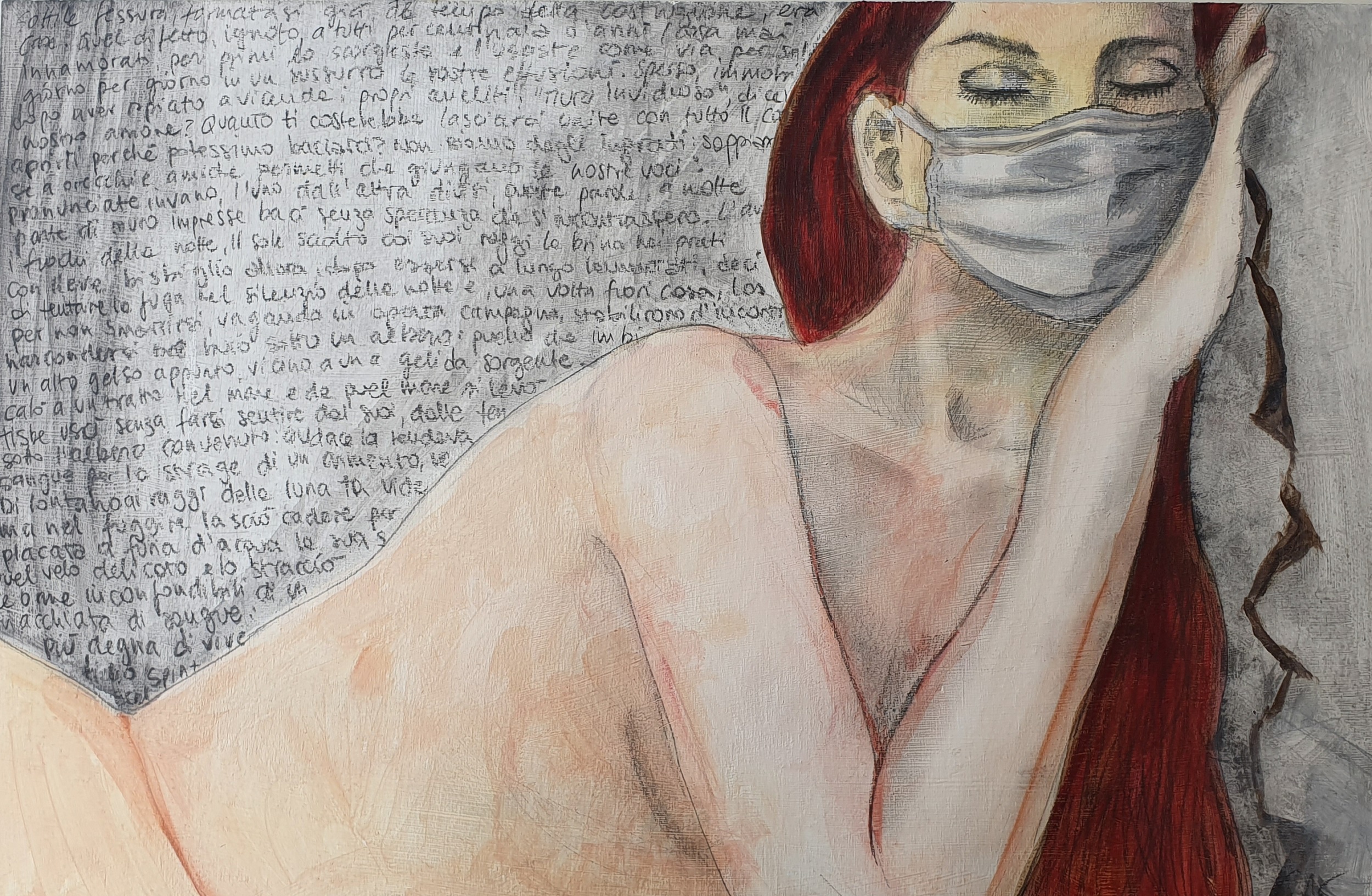 Modern Thysbe, Cristina Meotto, Oil on Wood, 15.75×19.7, $1.500.