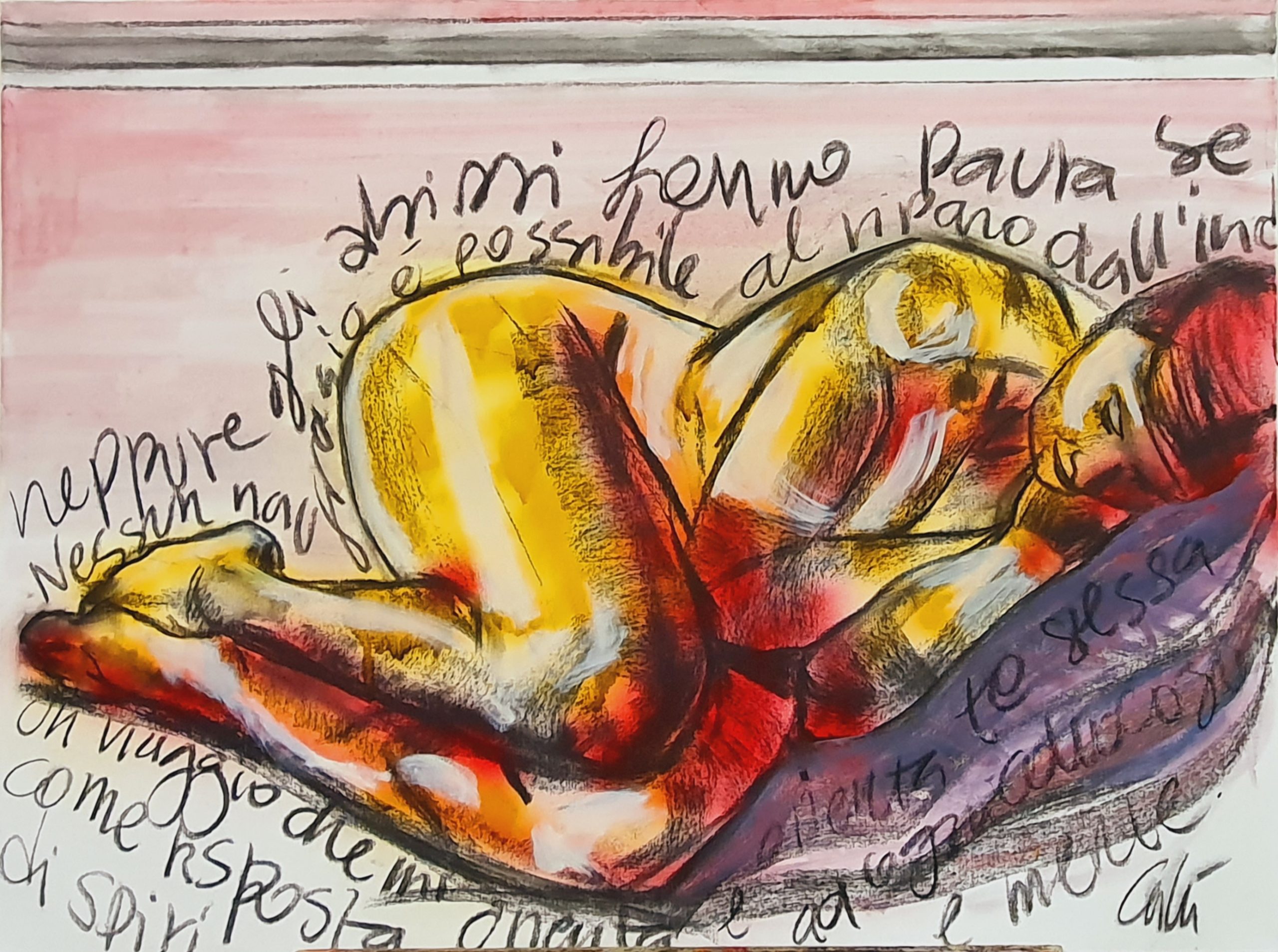 Cristina Meotto, Abissi, 2021, Acrilici e carboncino su tela, 60 x 80 cm